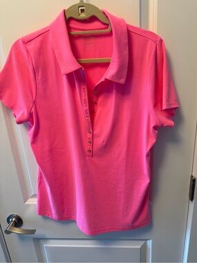Lilly Pulitzer Short-Sleeve Polo in Vibrant Pink